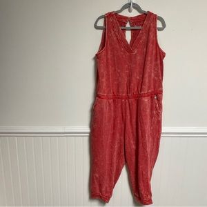 Lane Bryant LIVI Sleeveless French Terry jumpsuit Hibiscus plus size 18/20